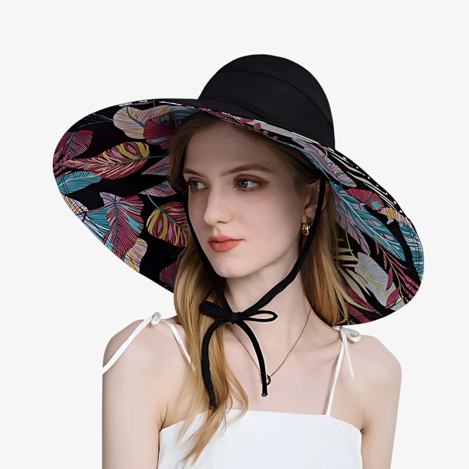 Sun Hat : Zomerhoed met Brede Rand - Ultieme UV-bescherming in Boho-look - Marineblauw in van Pantino