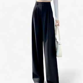 Pants : Broek Zwart - Hoge Taille - Modieus & Comfortabel in Zwart van Pantino
