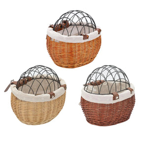 pets : Honden Fietsmand Voorop Cognac - Riet Look Waterdicht - Rotan in van Pantino