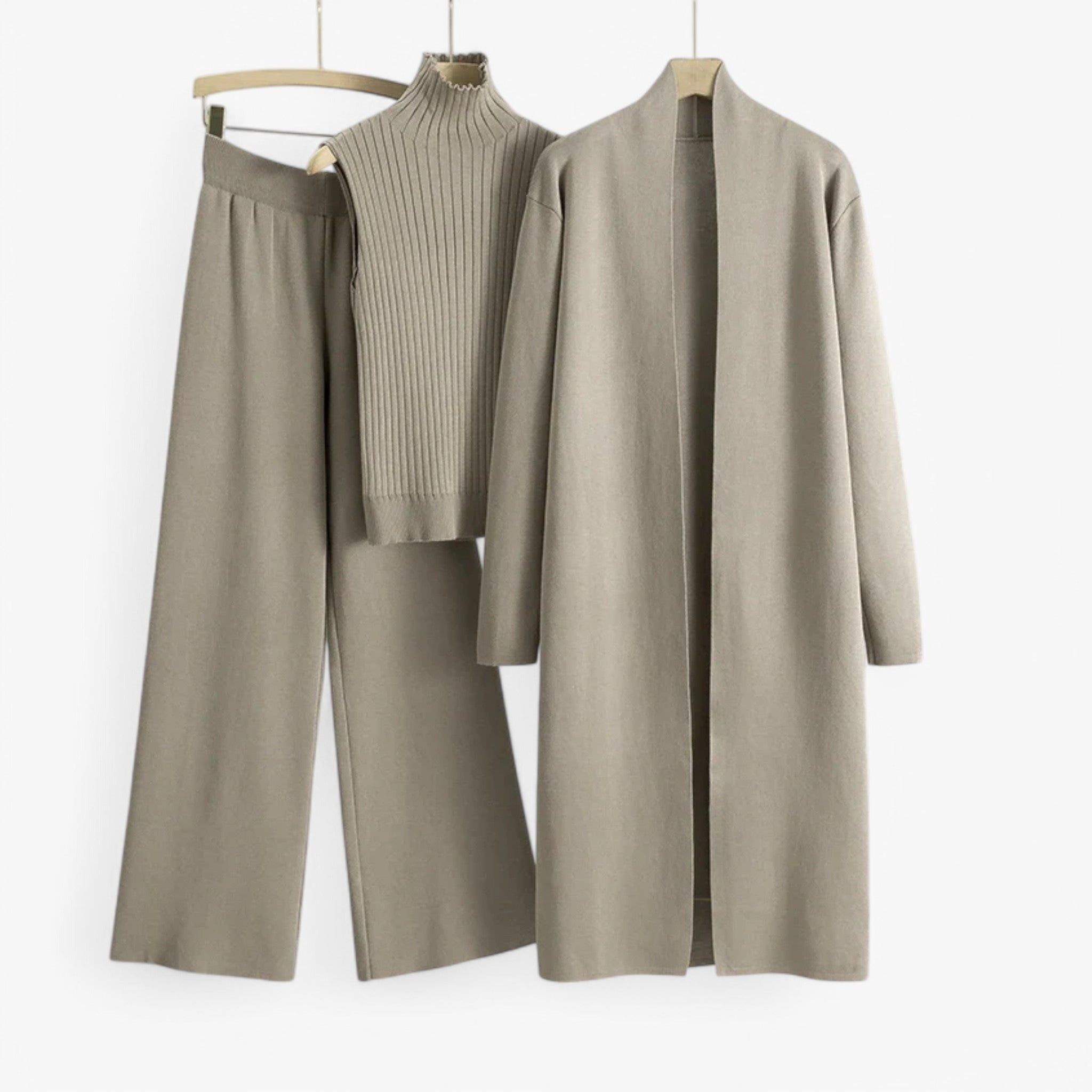 Loungewear Set : Ivy I Vintage Breiset in 3 delen in Bruin Eén maat van Concept Odense