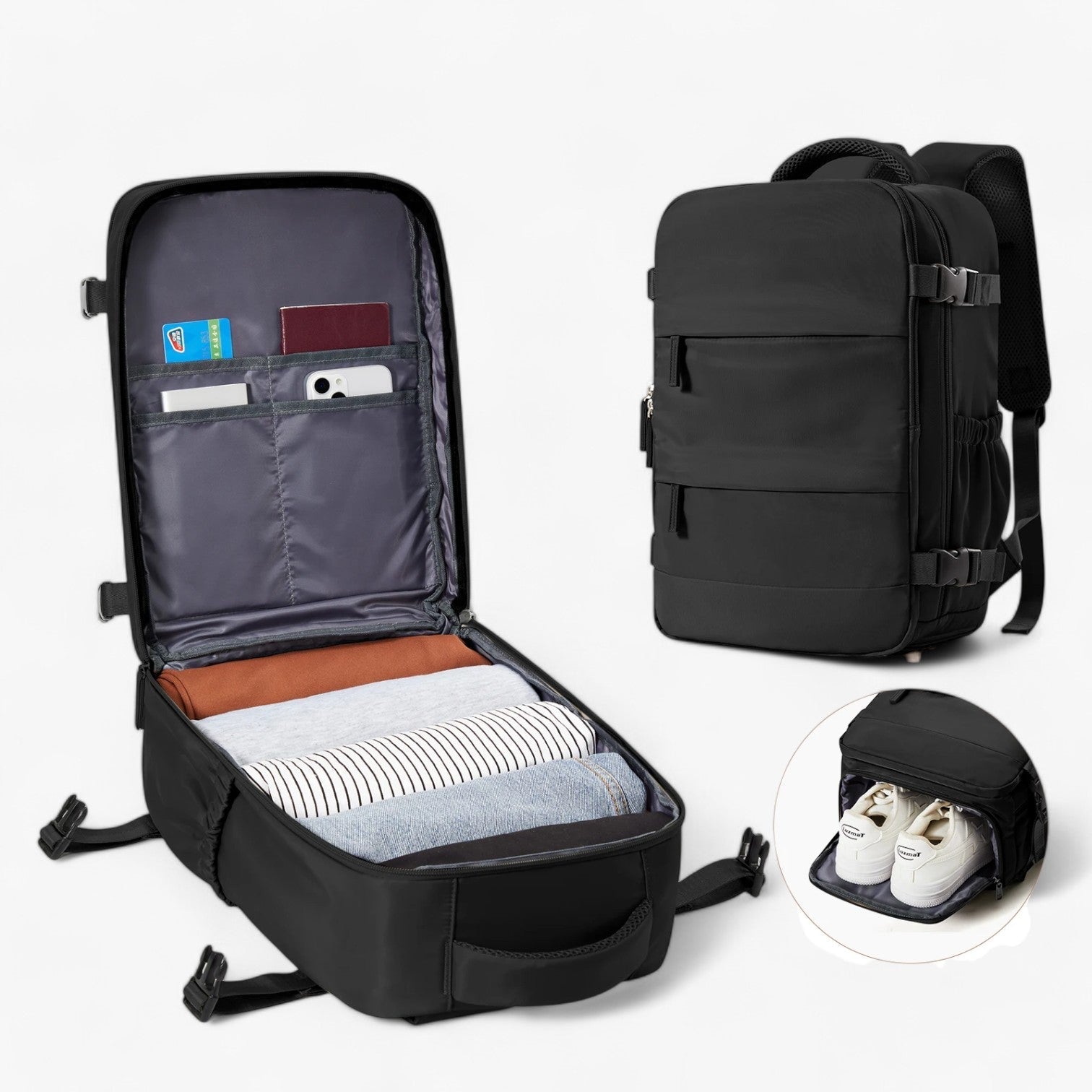 bags : Rugzak Olijfgroen - Hampus Compact Cabin - Praktisch en Stijlvol in Zwart van Pantino