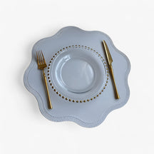 home & garden : Bloemen Placemats - Elegant en Duurzaam - Bloem Geel in Bloem Grijs van Pantino