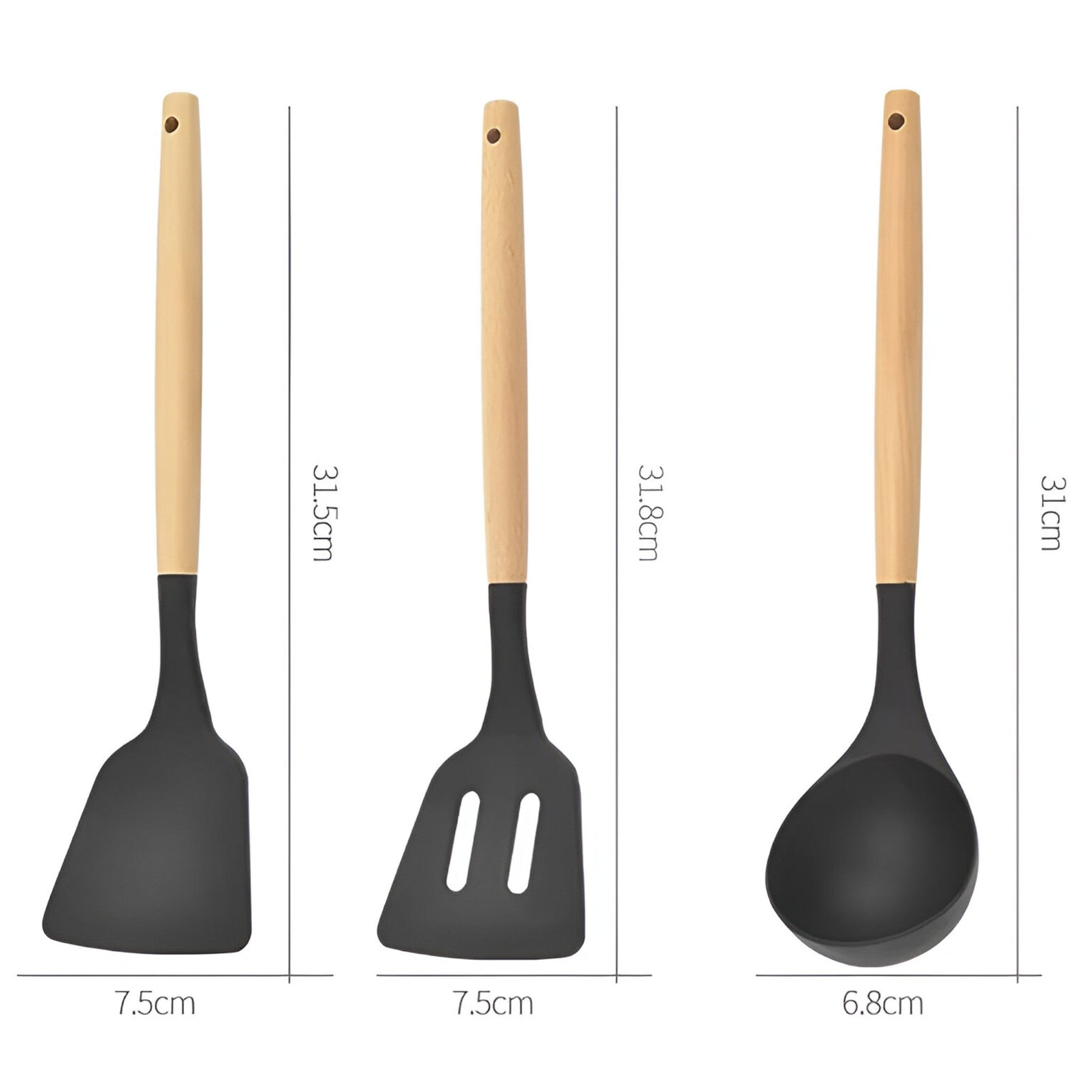 home & garden : Set van 12 Keukenhulpmiddelen in Silicone - Zwart 12Stuks in van Pantino