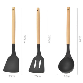 home & garden : Set van 12 Keukenhulpmiddelen in Silicone - Zwart 12Stuks in van Pantino