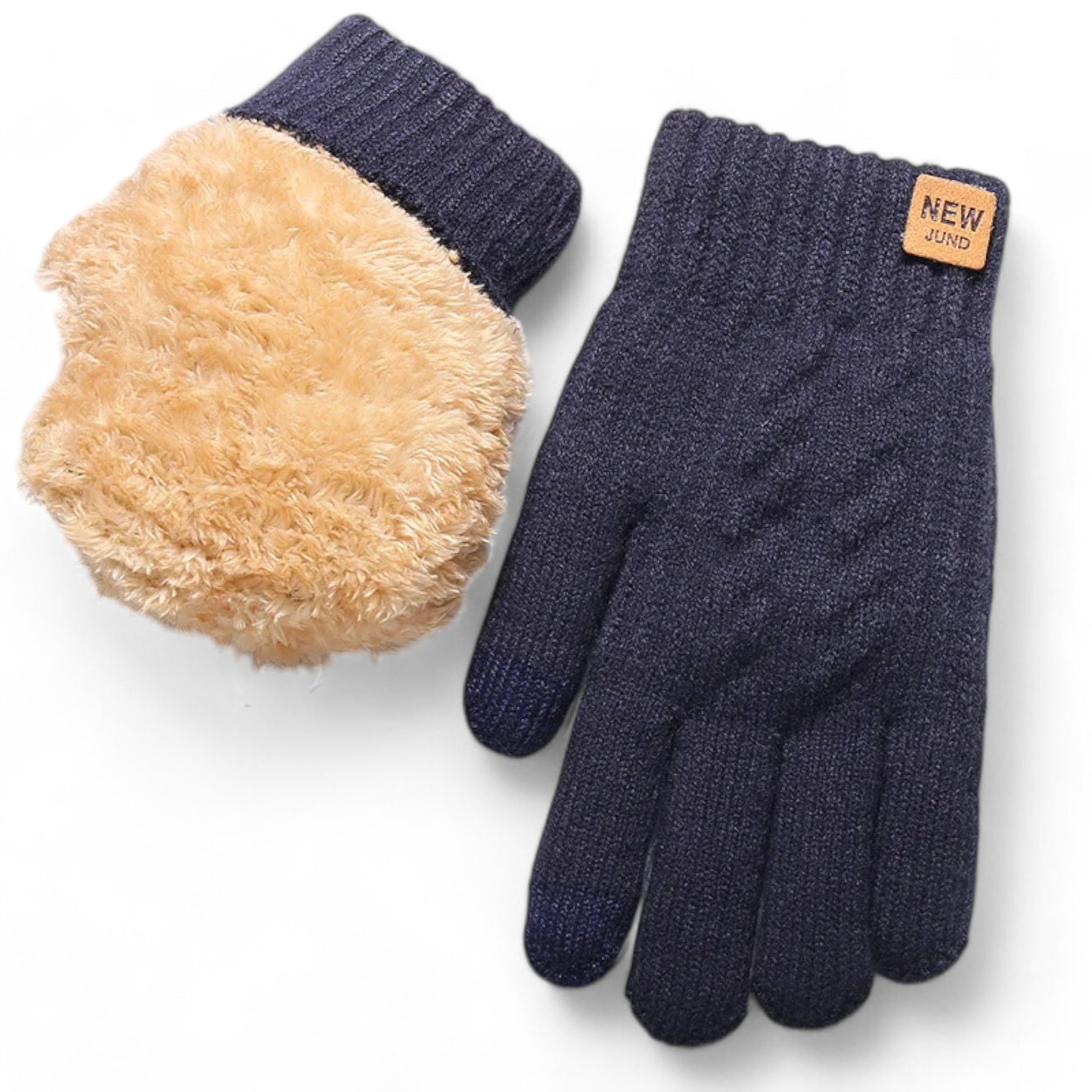 Gloves : Touchscreen & Fleece - Ideaal voor Fietsen - Zwart in Marineblauw Eén maat van Pantino