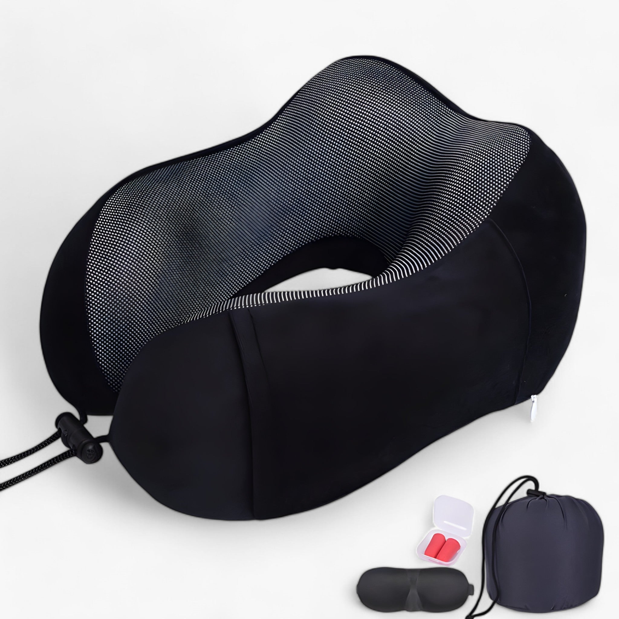 Travel Pillow : CloudRest - U-Vormig Reisekussen - Geheugenschuim voor Neksteun in Zwarte Anzug van Pantino
