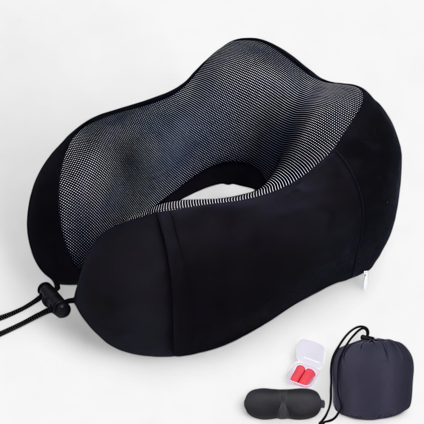 Travel Pillow : CloudRest - U-Vormig Reisekussen - Geheugenschuim voor Neksteun in Zwarte Anzug van Pantino