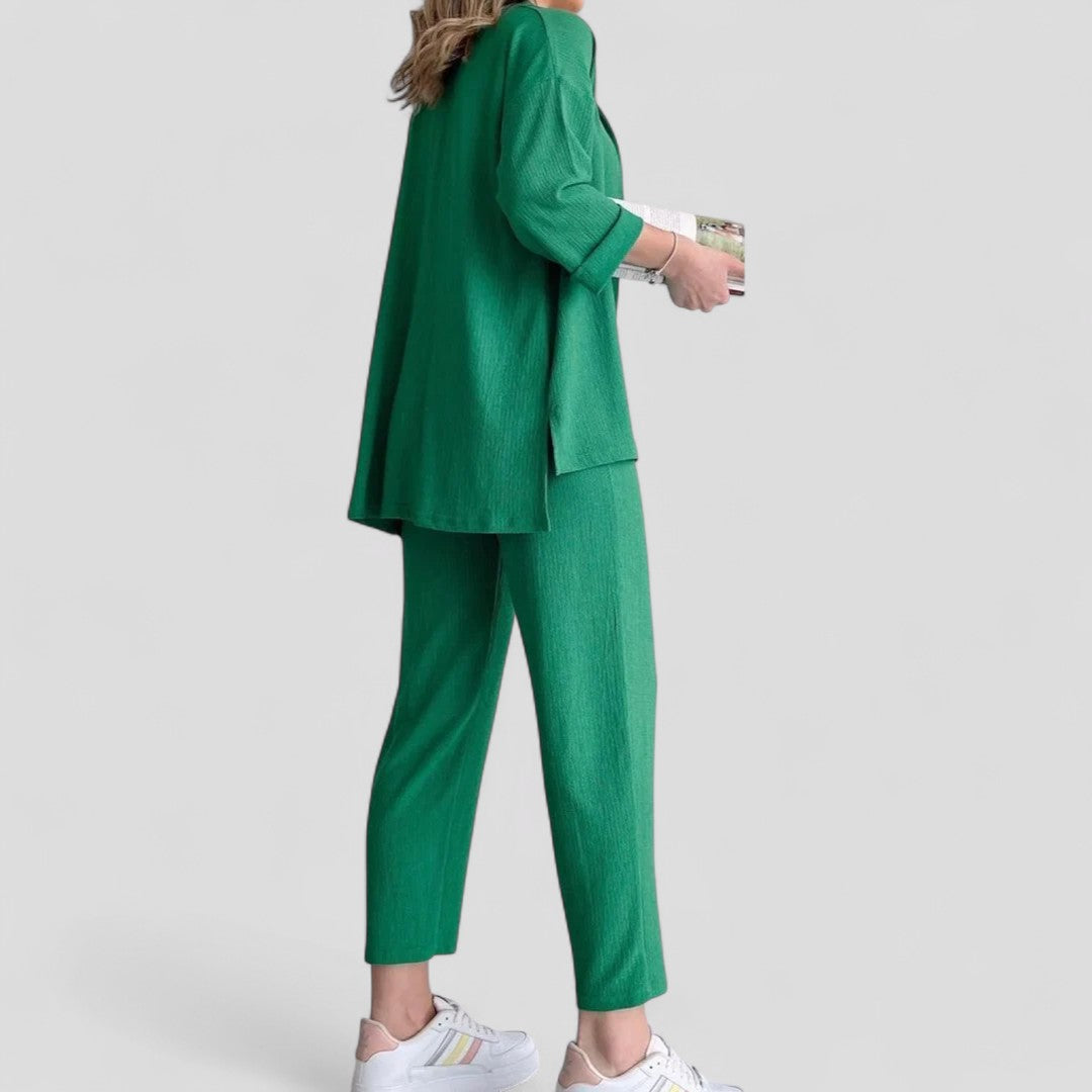 Women Set : Blouse Dames Zwart - Casual Zomer Set met en Broek in van Pantino