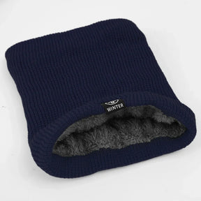 Scarf : Sjaal Geel - Warme Pluche Winter - Volledig Mask en Nekwarmer in Marineblauw Één maat van Pantino