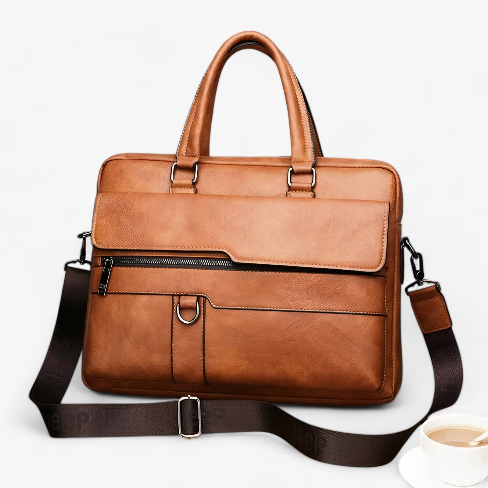 bags : Laptoptas Heren Khaki - Luxe Retro in Khaki van Pantino