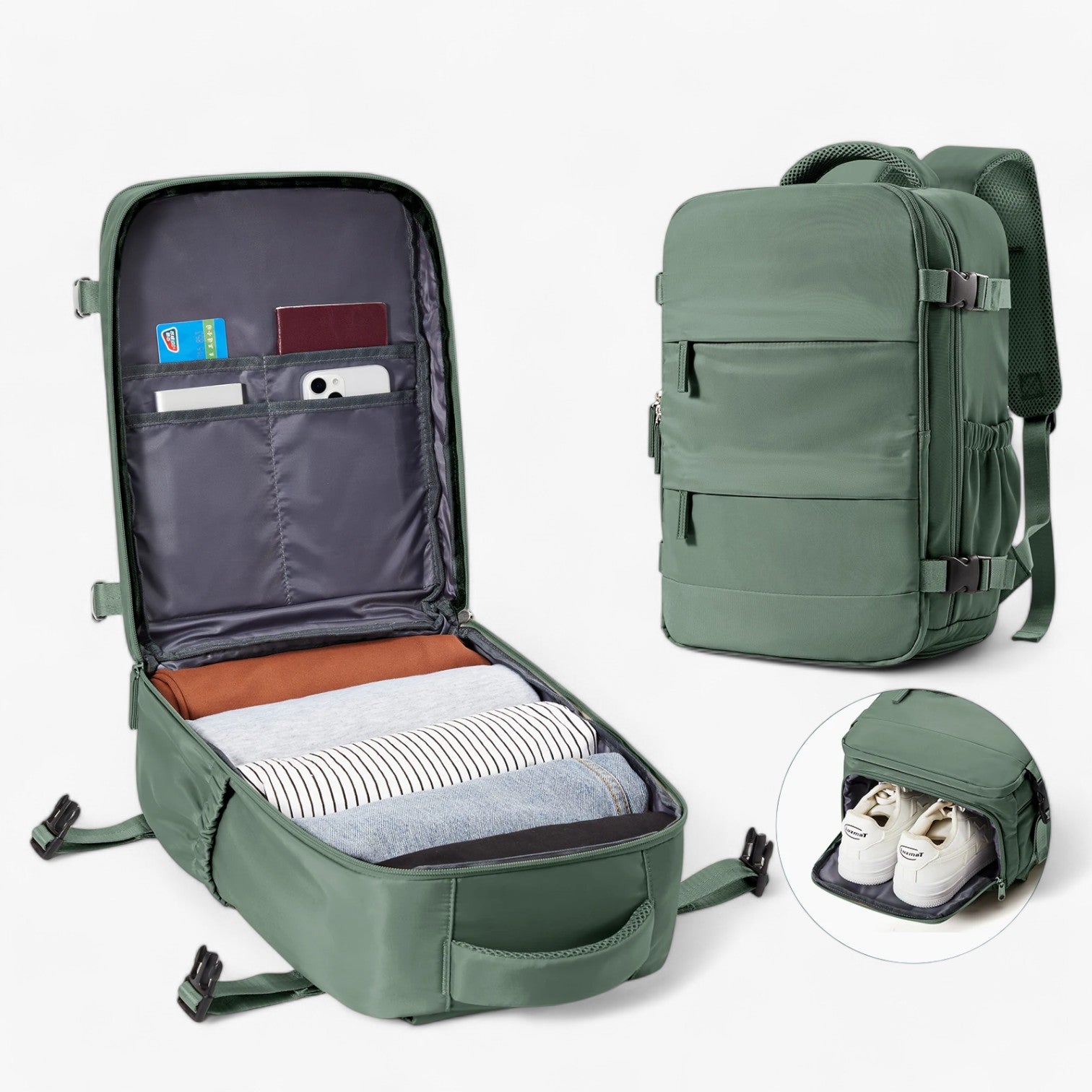 bags : Rugzak Olijfgroen - Hampus Compact Cabin - Praktisch en Stijlvol in Olijfgroen van Pantino