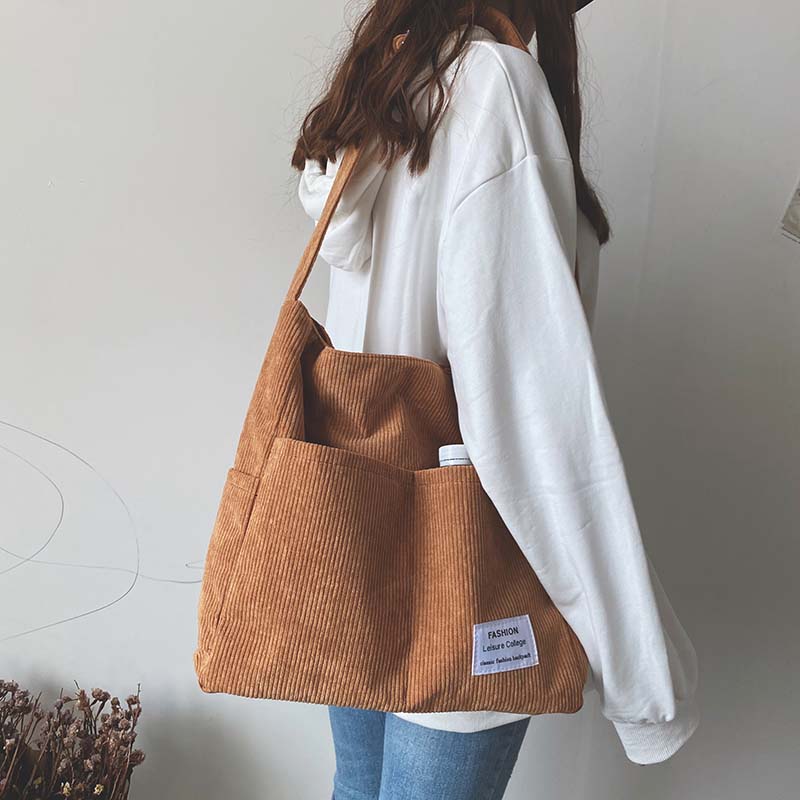 bags : Schoudertas Ribfluweel - Beige in van Pantino