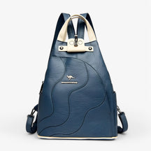 bags : Rugzak Zwart en Kaki - Elegante Lederen - Ruim, Veilig en Perfect voor op Reis in Blauw van Pantino