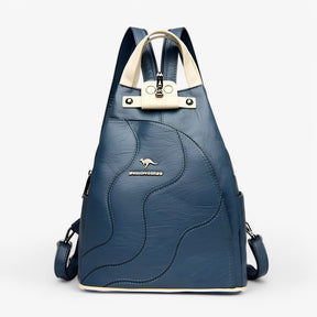 bags : Rugzak Zwart en Kaki - Elegante Lederen - Ruim, Veilig en Perfect voor op Reis in Blauw van Pantino