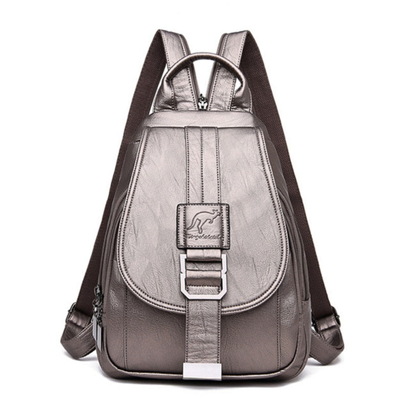 bags : Leren Dames Rugzak Lila - Compacte Schoudertas voor Vrouwen - Trendy & Chique Design in Brons van Pantino