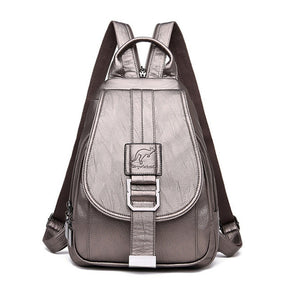 bags : Leren Dames Rugzak Lila - Compacte Schoudertas voor Vrouwen - Trendy & Chique Design in Brons van Pantino