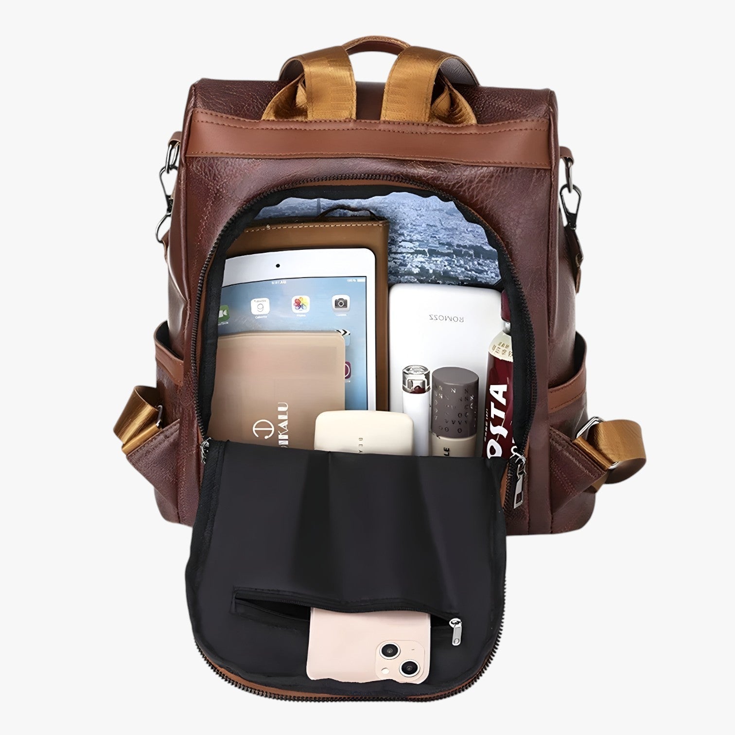 bags : Rugzak Zwart - Stijlvolle Vintage - Perfect voor School en op Reis in van Pantino