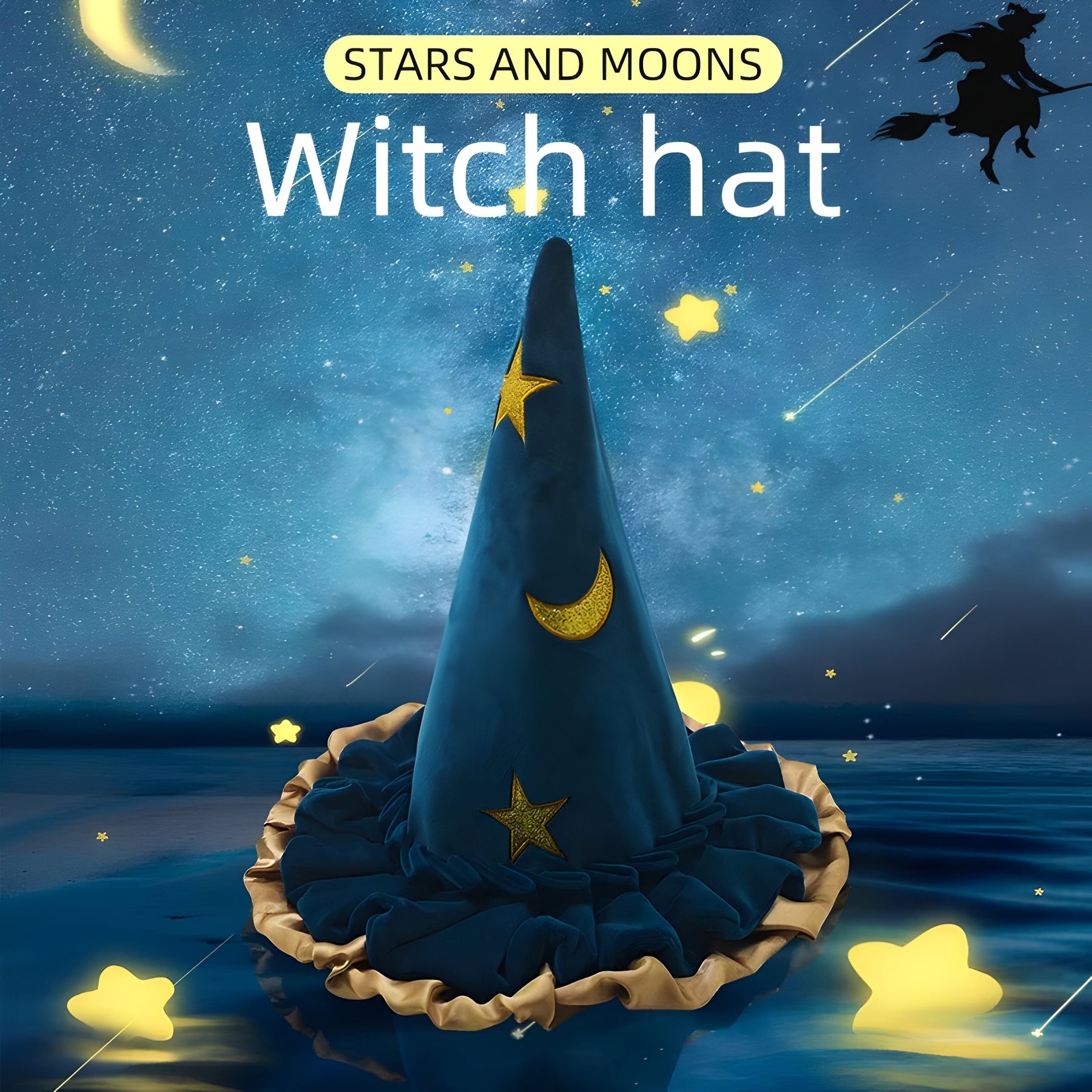 Witch Hat : Halloween Heksencap - Kostuumaccessoire voor Vrouwen in van Pantino