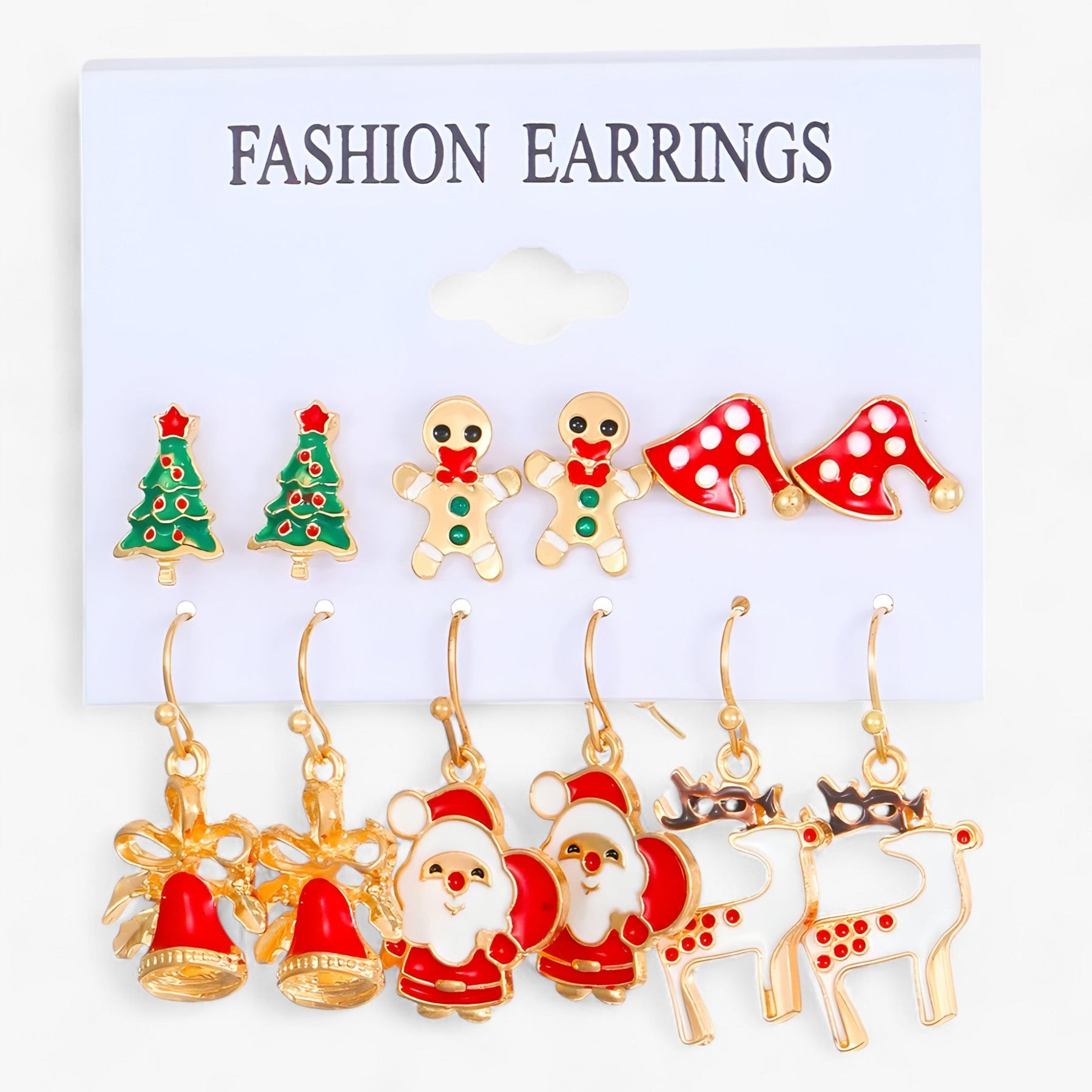 Earrings : Set van 6 Paar Kerstoorbellen - Sprankelende Ontwerpen in Zirkonia in 5 van Pantino