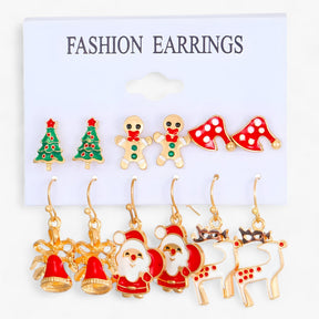Earrings : Set van 6 Paar Kerstoorbellen - Sprankelende Ontwerpen in Zirkonia in 5 van Pantino