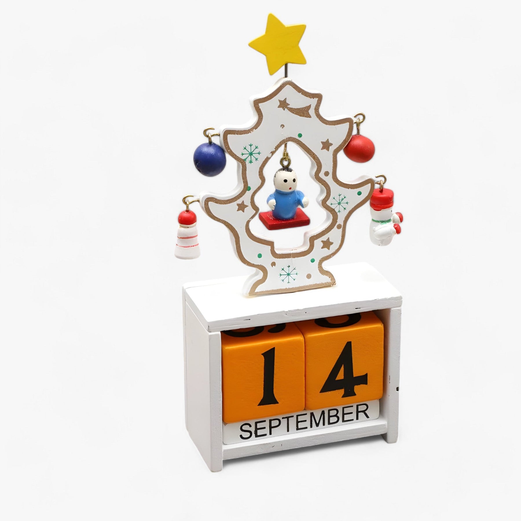 home & garden : Feestdagen Countdown Magie - Houten Kerstkalender met Kerstman en Sneeuwman - Voeg Opwinding Toe aan Je Feesten in C 7.5X3.3X16cm van Pantino