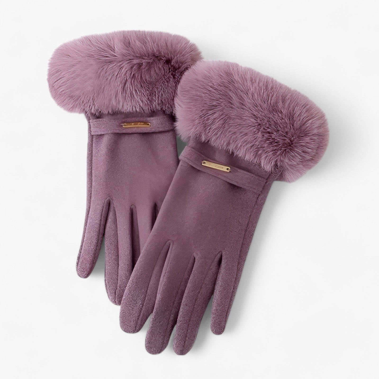 Gloves : Handschoenen Khaki - Elegante Touchscreen voor Warme Winterdagen in Paars Eén maat van Pantino