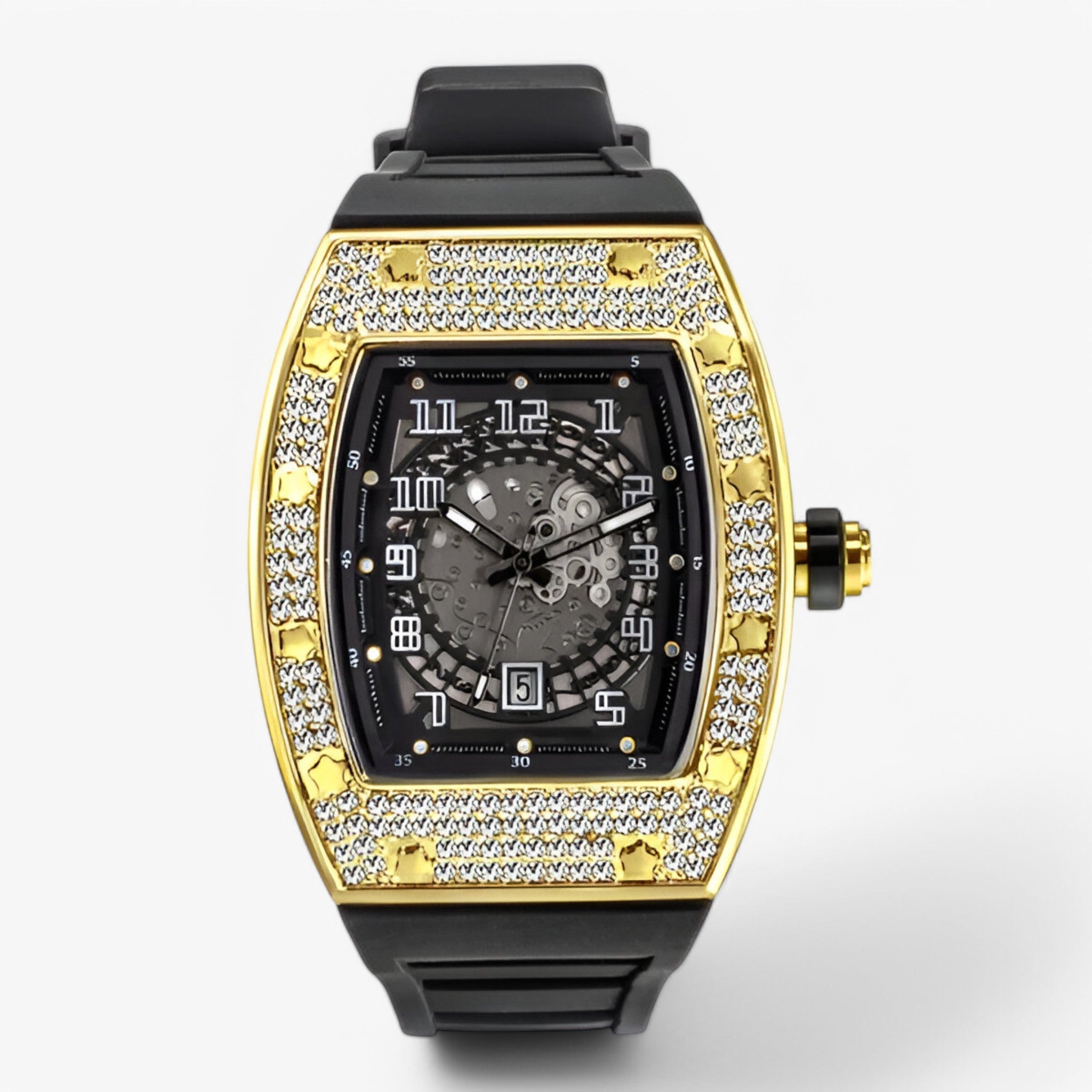 watches : Horloge Zwart - Luxe Tonneau in Goud van Pantino