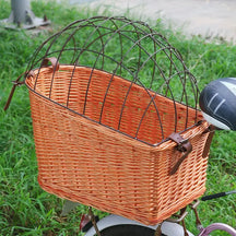 pets : Rotan Fietsmand voor Achterop Hond - Naturel in Cognac van Pantino