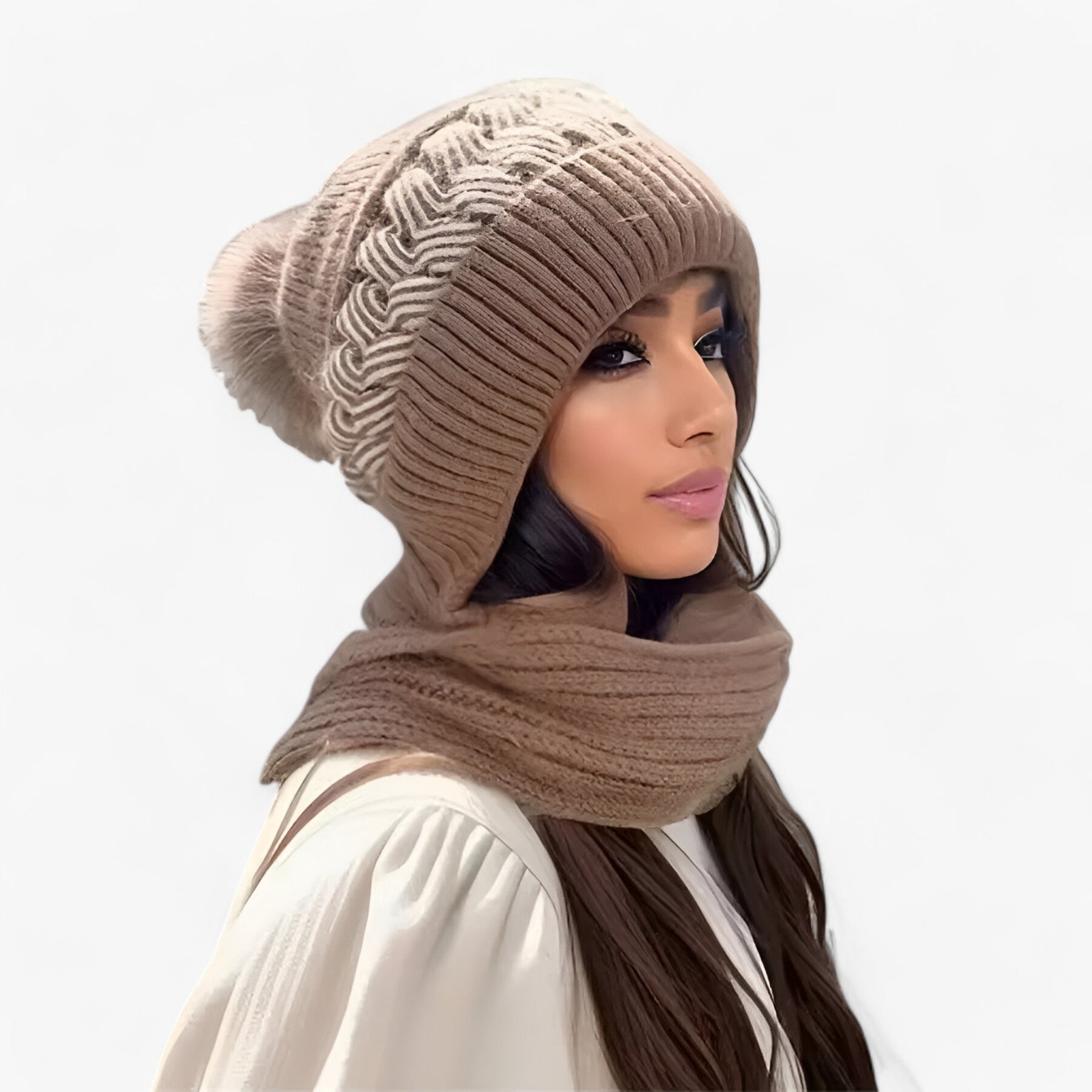 Beanie : Muts Zwart - In-Één Gebreide Wintermuts - Warm, Comfortabel en Winddicht in khaki van Pantino