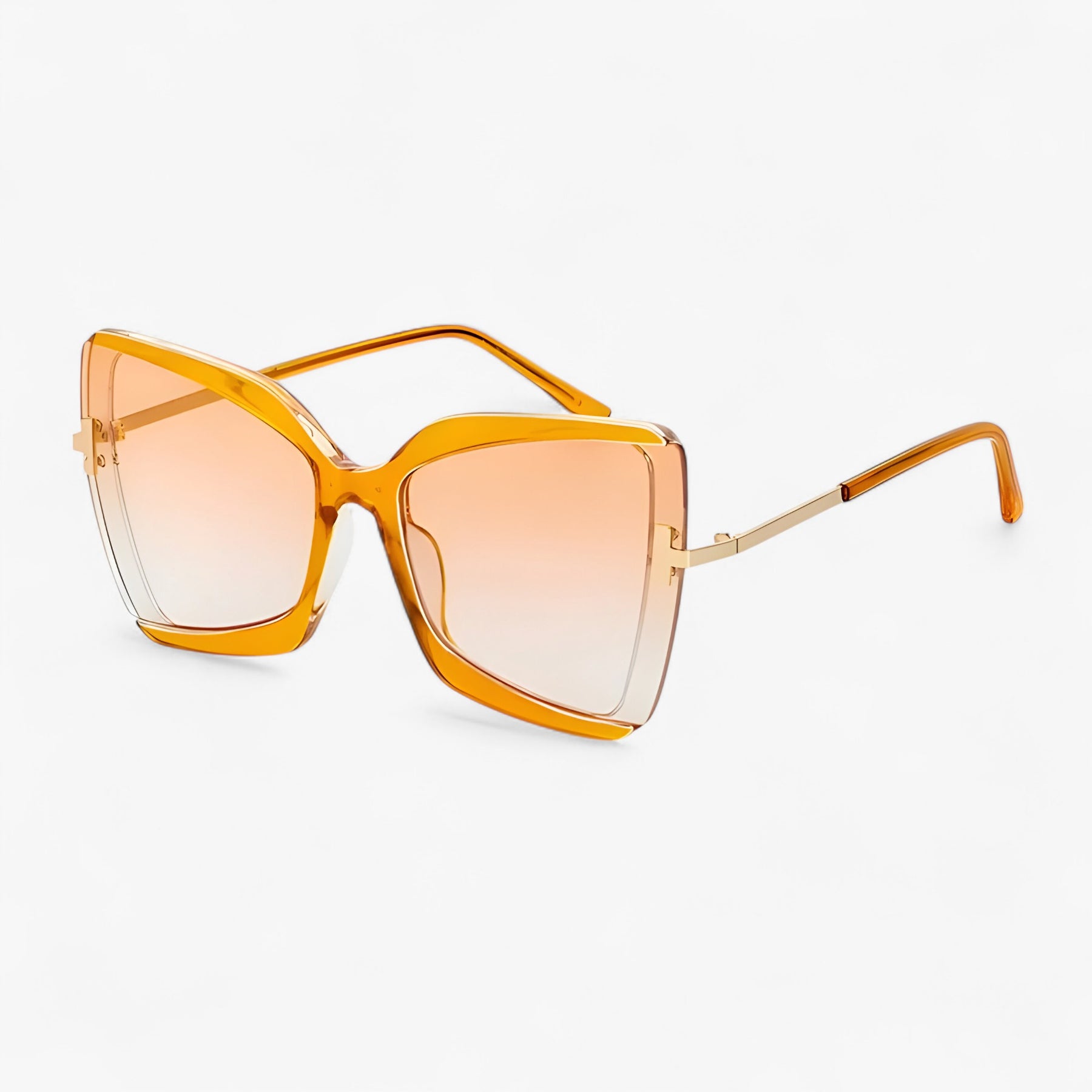 Sunglasses : Cat-eye Zonnebril met T-frame - Opvallende Stijl, Levendige Kleuren - Zwart in Oranje van Pantino