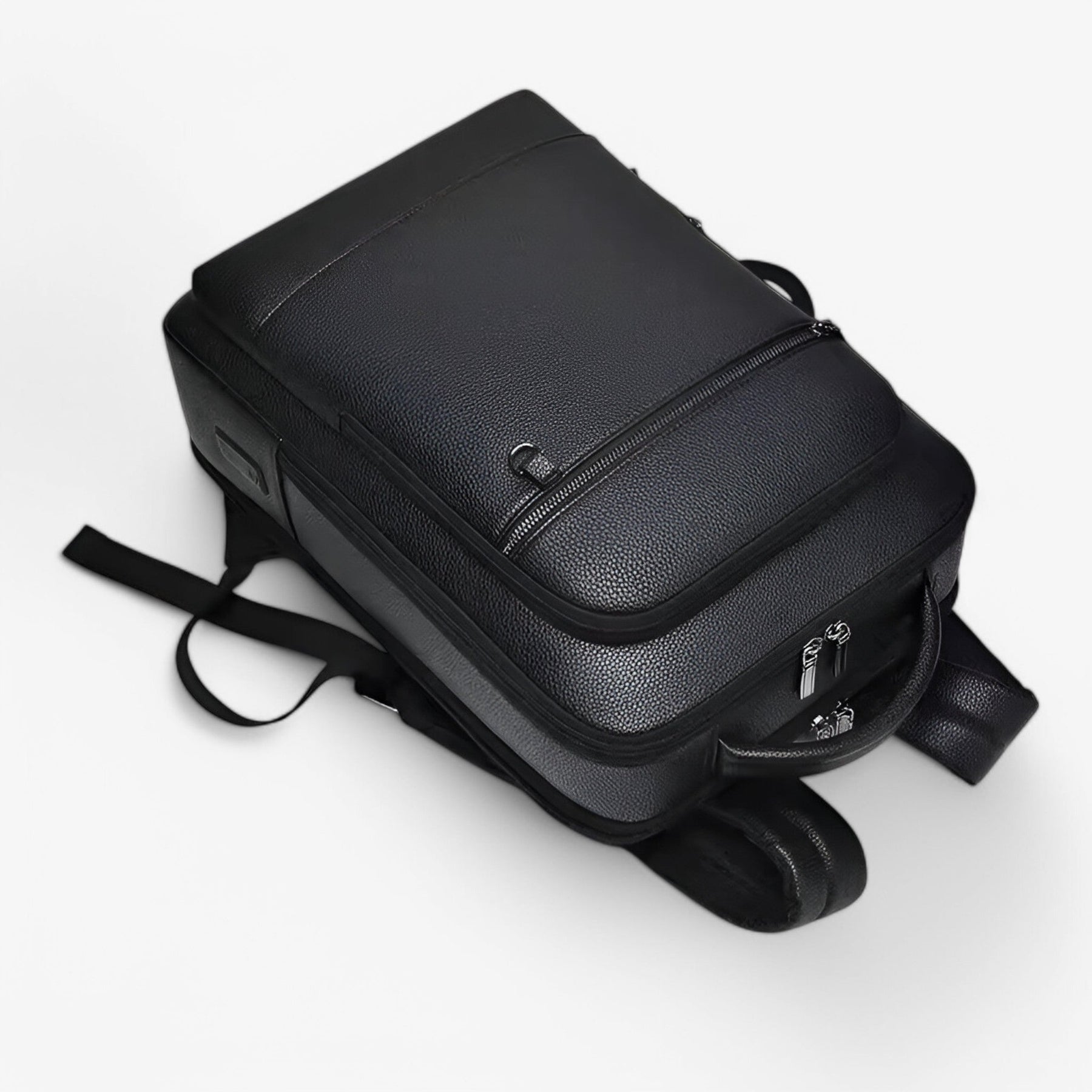 bags : Leren Rugzak met USB Leer - Zwart-a in van Pantino