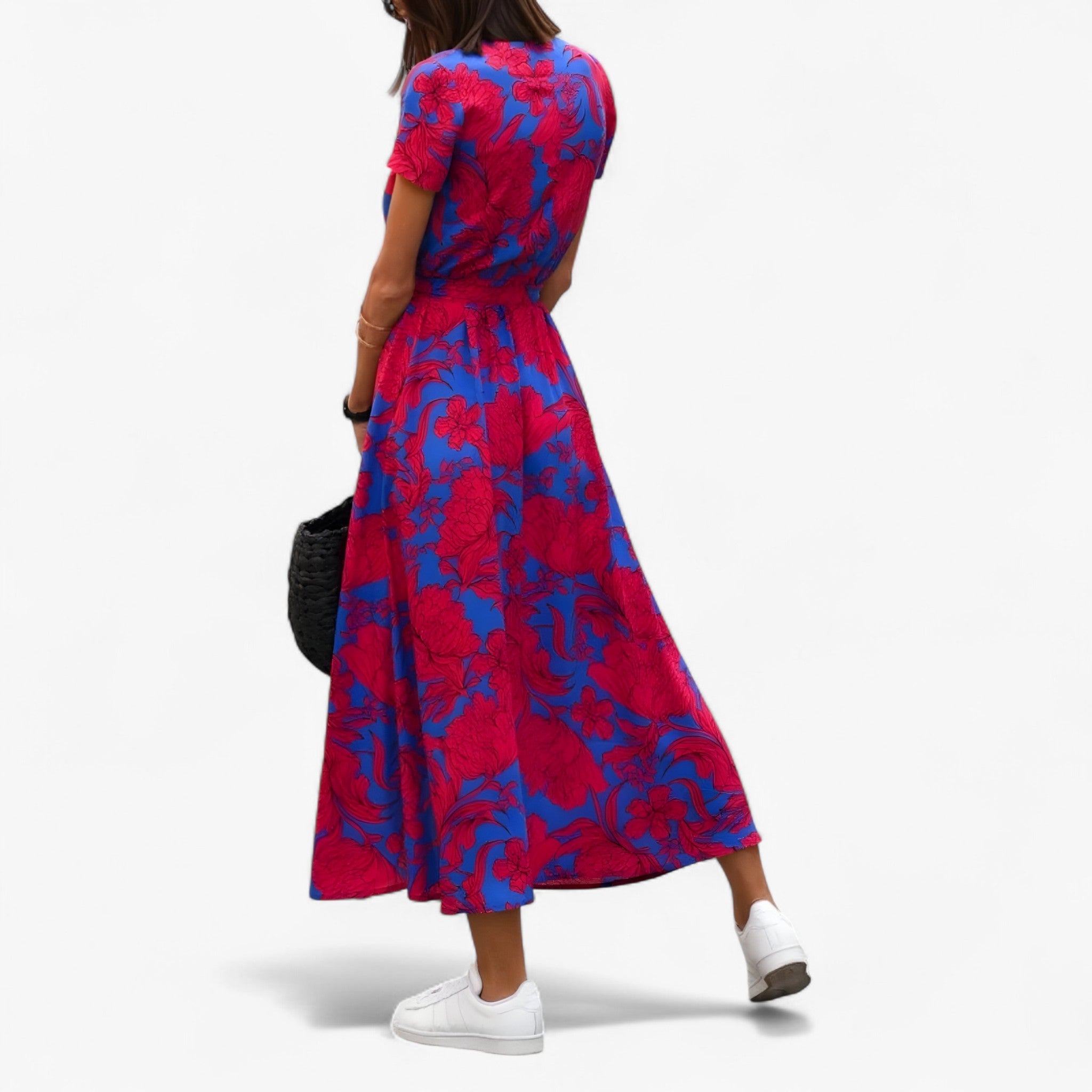 Elegante damesjurk Nery met diepe V-hals, Casual zomeravondjurk