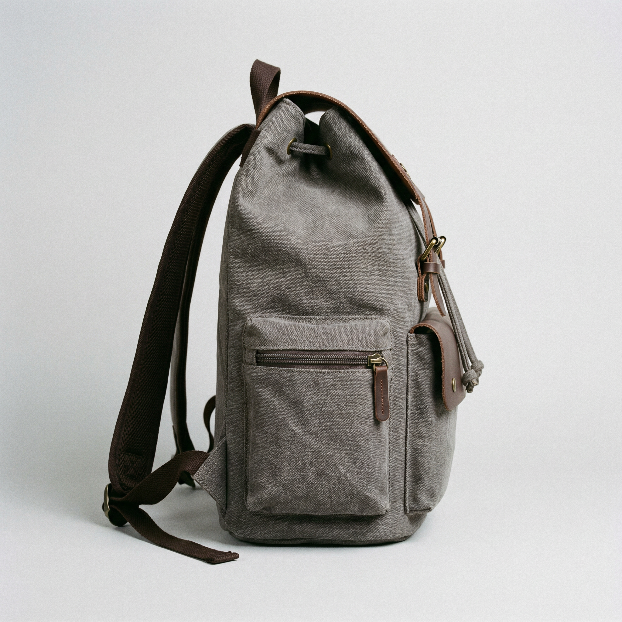 bags : Rugzak Grijs - RetroRider Laptoprugzak van Canvas en Leer in van Pantino