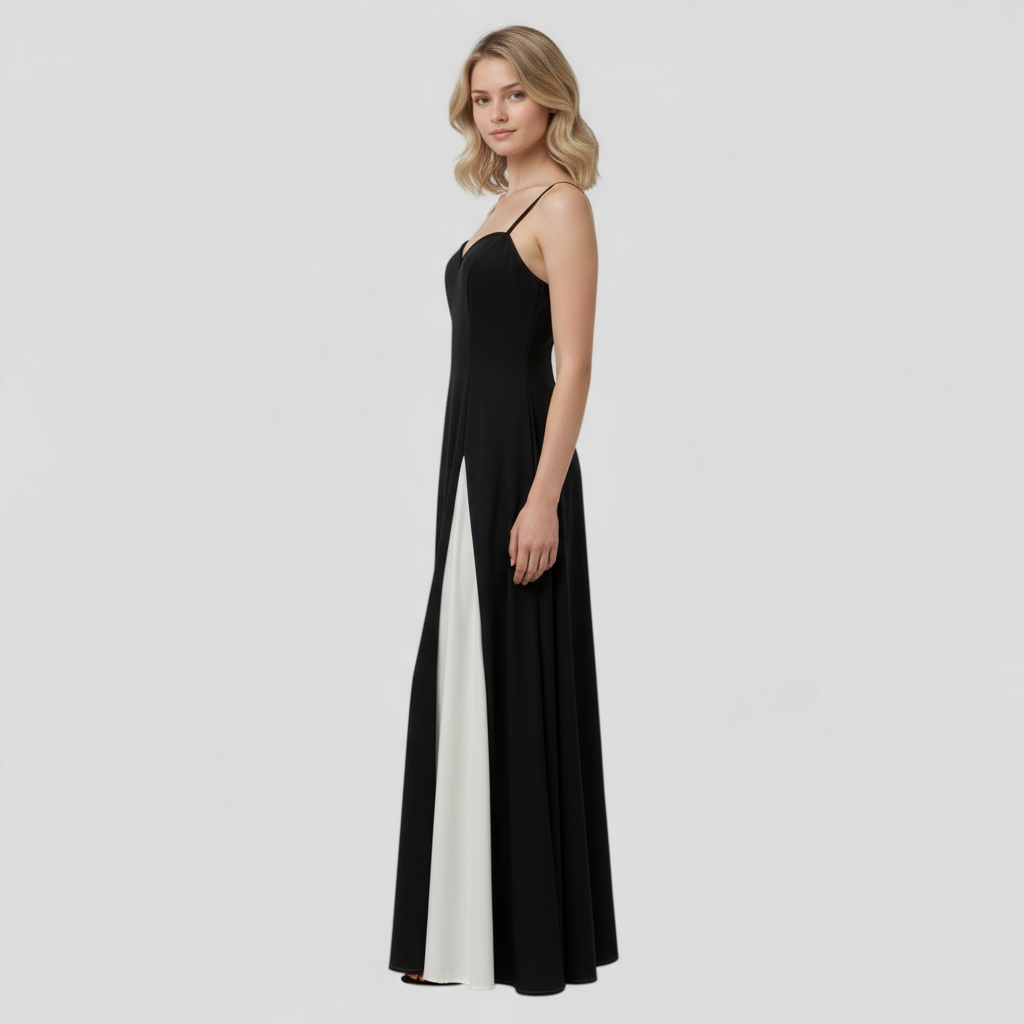 Dress : Lange Jurk Dames voor Elegante Avonden - Wit Zwart in van Pantino