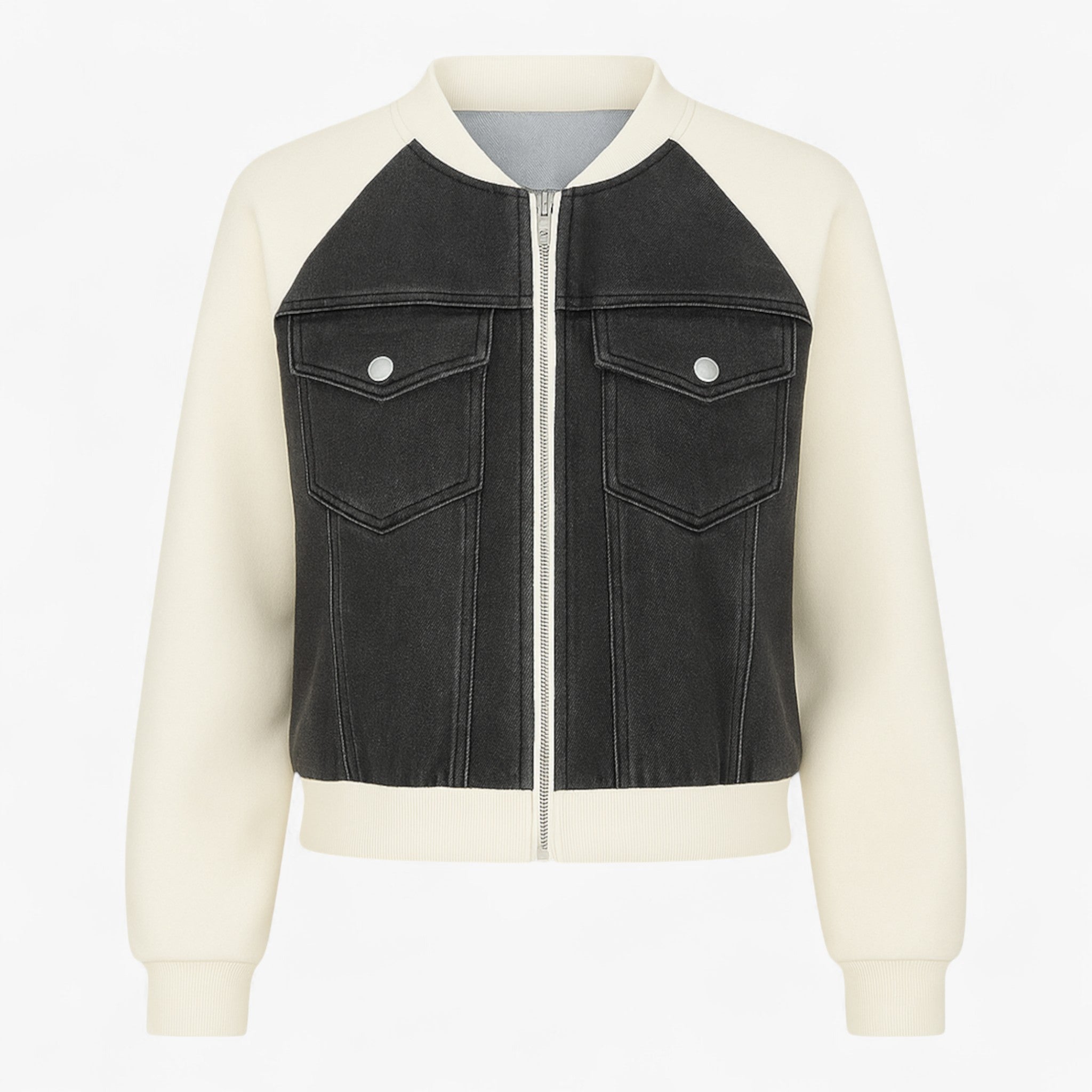 Clothes : Jack Dames Zwart - Veelzijdig Denimjack voor Katoen in Wit-zwart van Pantino