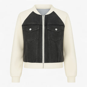 Clothes : Jack Dames Zwart - Veelzijdig Denimjack voor Katoen in Wit-zwart van Pantino