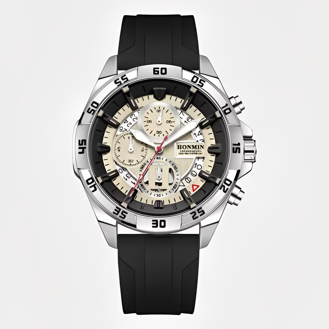Watches : Horloge Zwart Zilver - Tactisch en Robuust - Waterdicht Sporthorloge voor Elke Avonturier in Zwart Zilver van Pantino