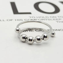 Ring : Anti Stress Ring Goud - Draaibeweging Rustig Worden - Metaal in Zilver van Pantino