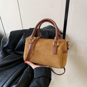 bags : Crossbody Schoudertas Dames Zwart - Dag tot Nacht Overgang - Faux Suède in Lichtbruin van Pantino
