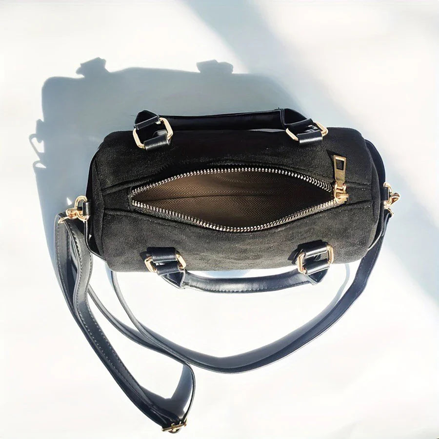 bags : Crossbody Schoudertas Dames Zwart - Dag tot Nacht Overgang - Faux Suède in van Pantino