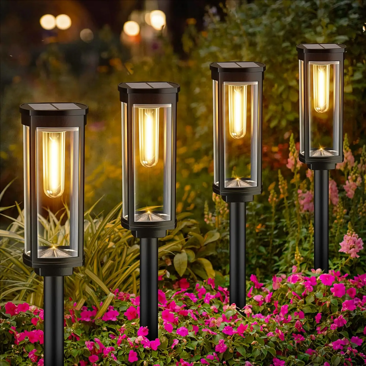 Buiten Solar Tuinverlichting - Zwarte LED Padprikkers (10-stuks)