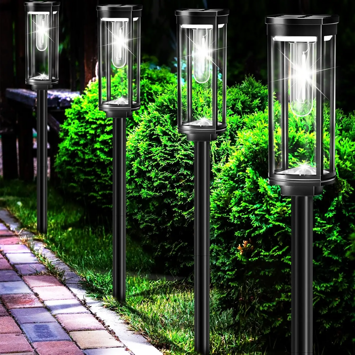 Buiten Solar Tuinverlichting - Zwarte LED Padprikkers (10-stuks)