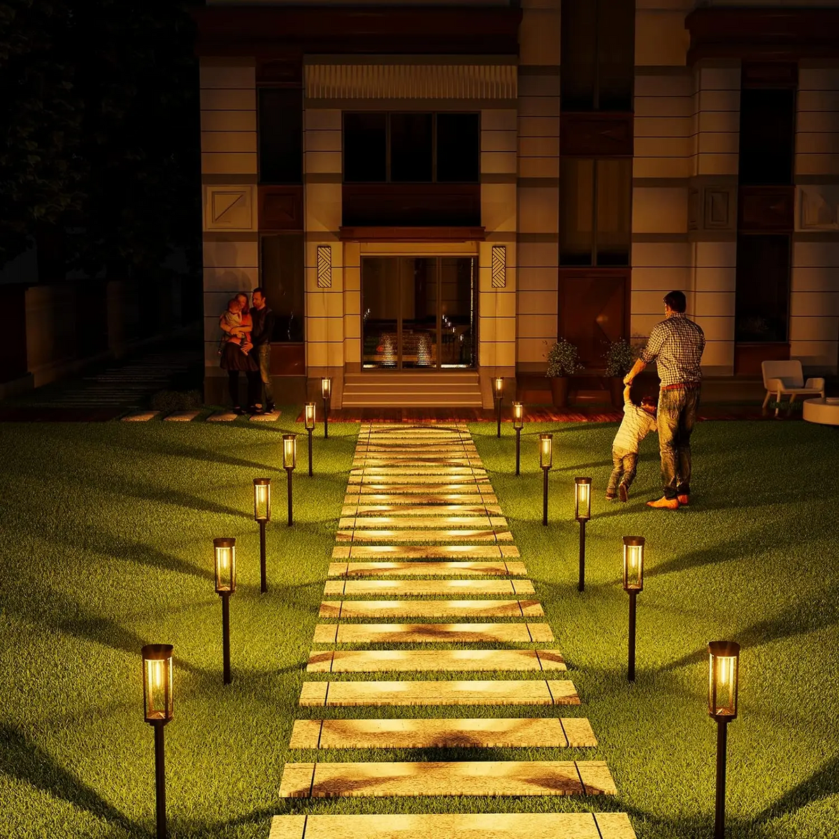 Buiten Solar Tuinverlichting - Zwarte LED Padprikkers (10-stuks)