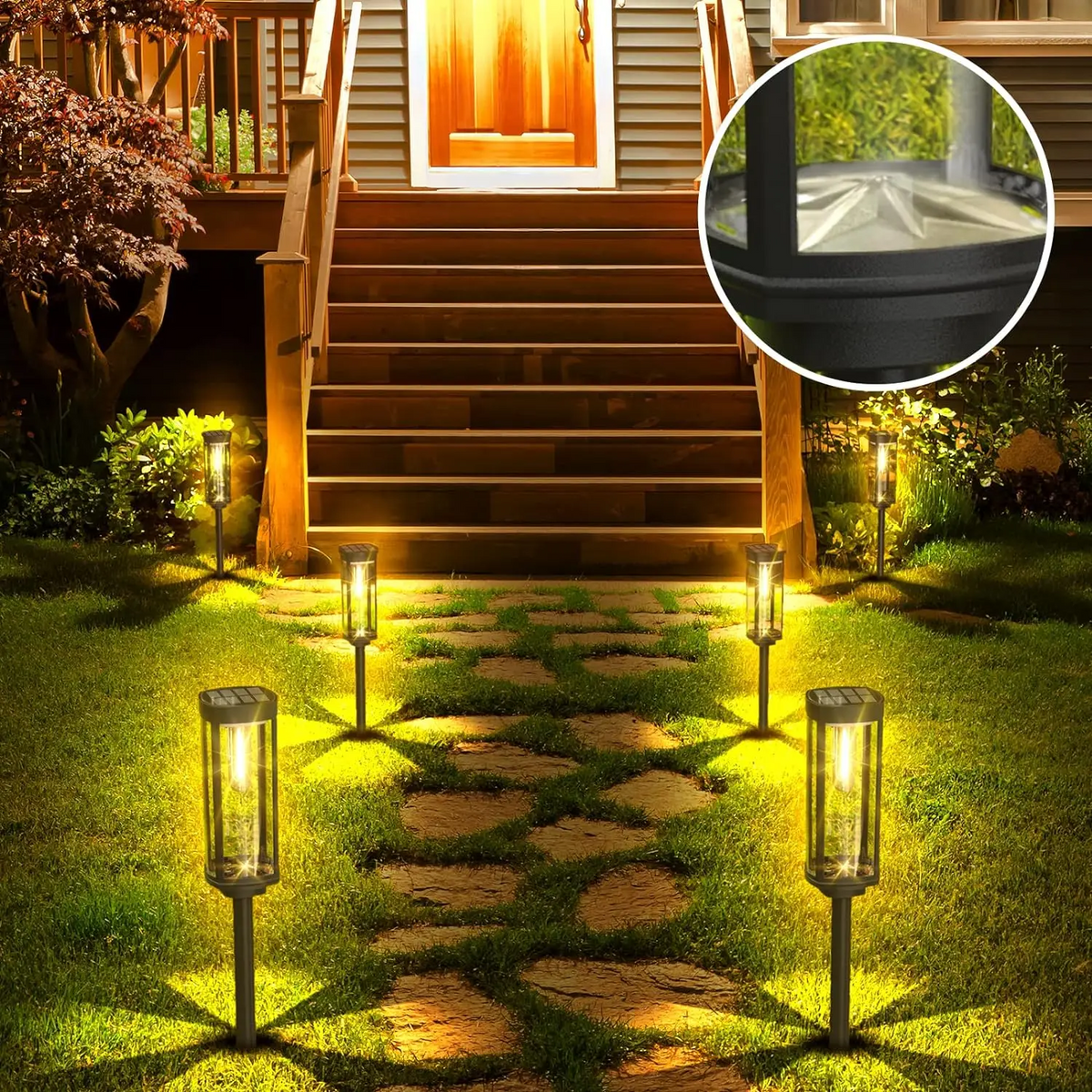 Buiten Solar Tuinverlichting - Zwarte LED Padprikkers (10-stuks)