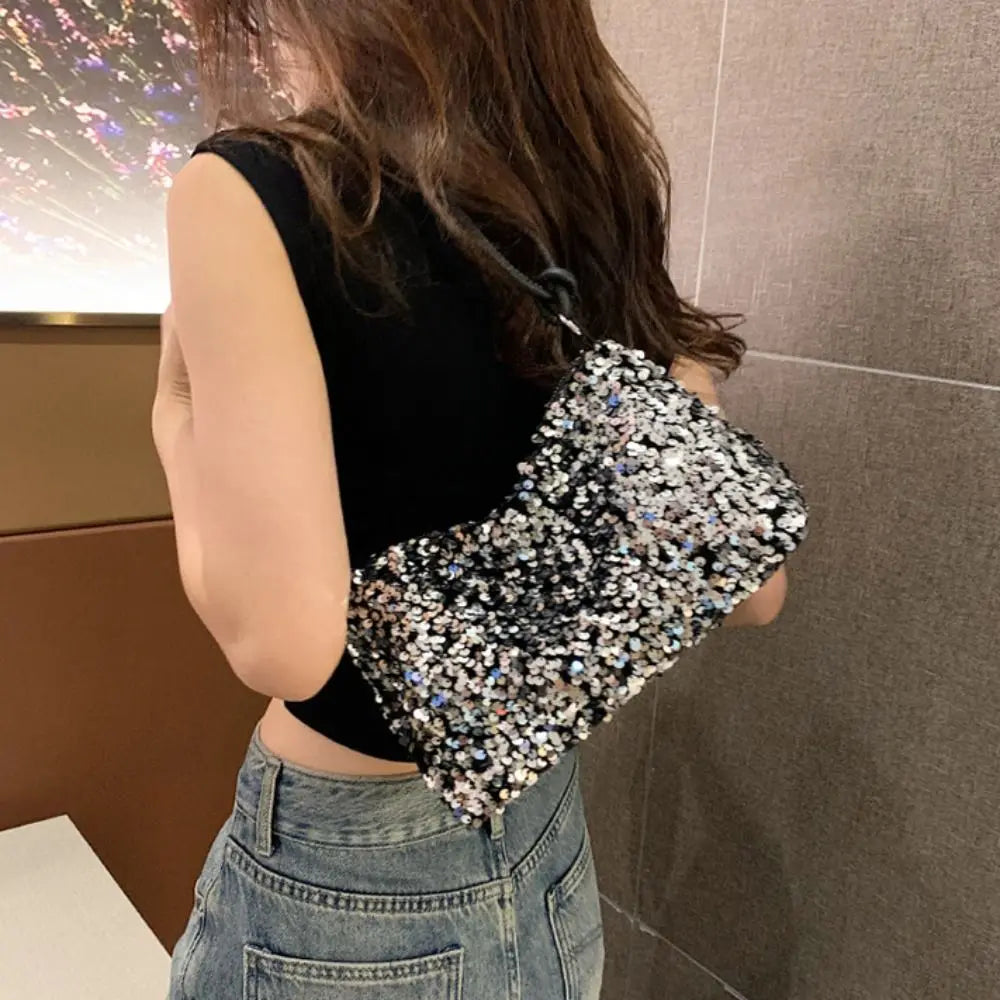bags : Elegante Handtas met Pailletten - Zilver in van Pantino