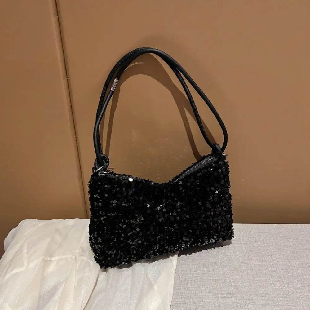 bags : Elegante Handtas met Pailletten - Zilver in Zwart van Pantino