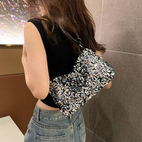 bags : Elegante Handtas met Pailletten - Zilver in van Pantino