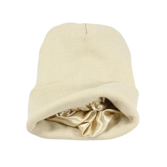Beanie : Muts met Satijnen Voering - Geen Krullend Haar Meer - Zwart in van Pantino