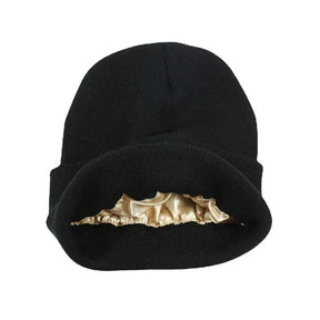 Beanie : Muts met Satijnen Voering - Geen Krullend Haar Meer - Zwart in Zwart van Pantino