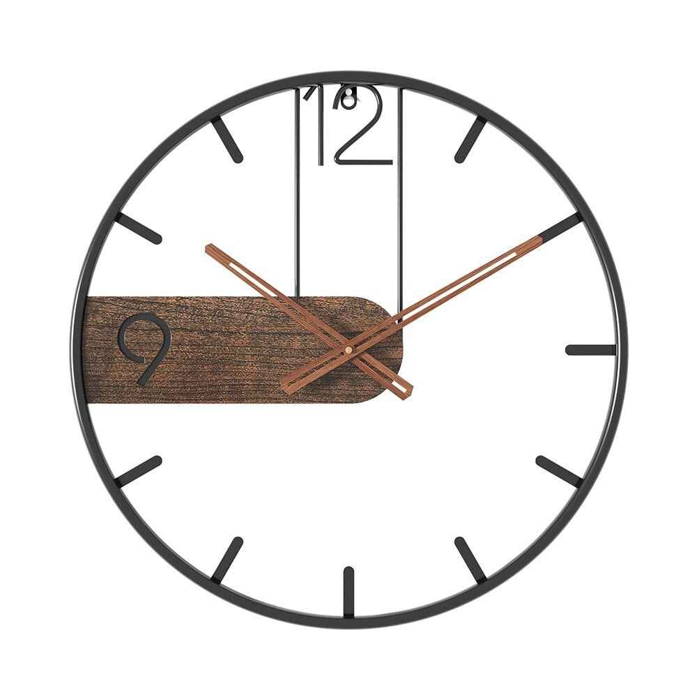 Wandklokken : Staal & walnoot | Elegant vormgegeven klok - Verrijk uw ruimte met een verfijnde mix van materialen in van Pantino